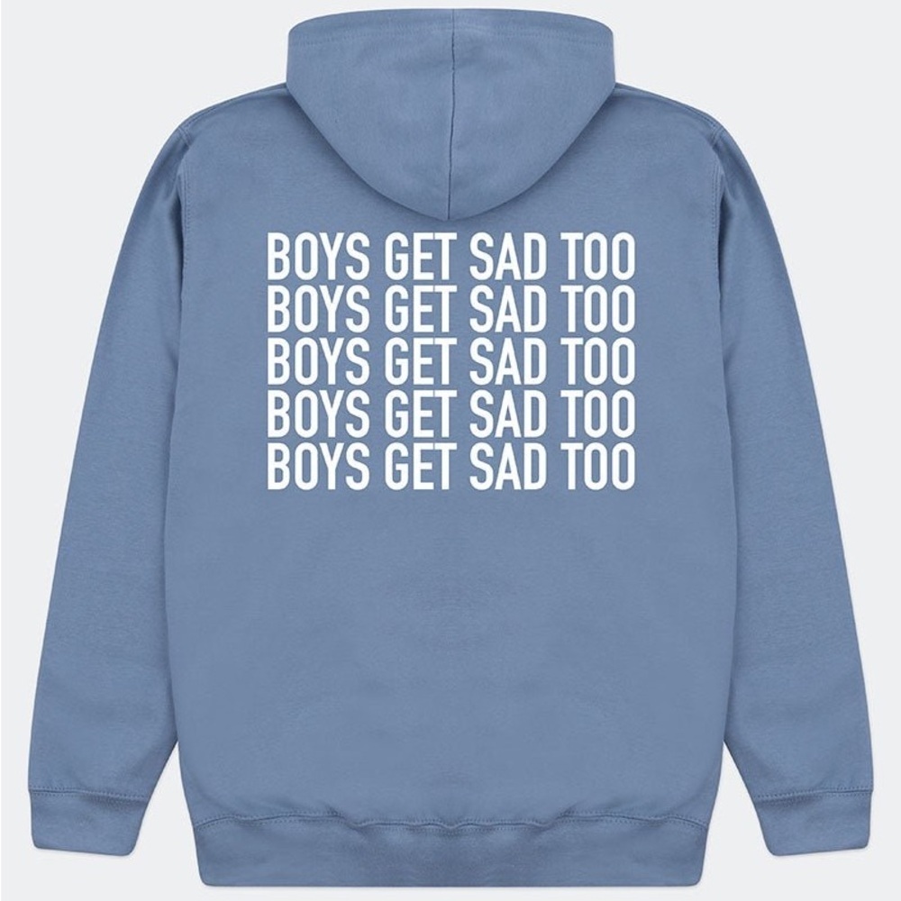 Boys Get Sad Too BLOCK LOGO HOODY DUSTY BLUE